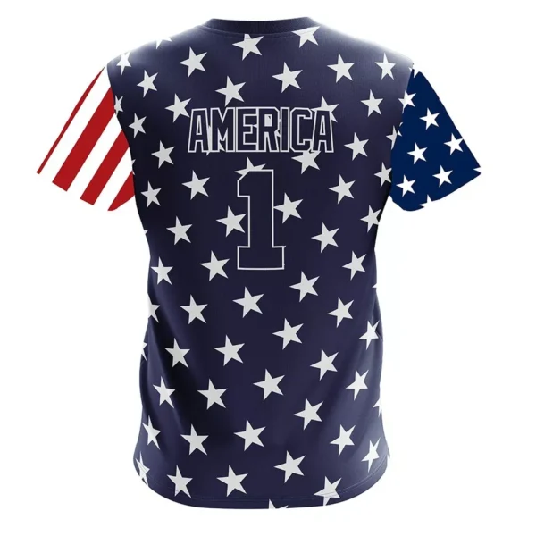 New Baseball Jersey USA Flag Eagle Independence Day 3D Mens Shirt